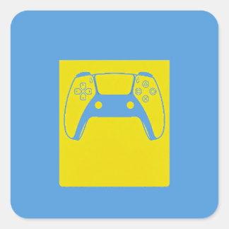 Pop-Art-Gaming-Controller-Aufkleber - Blau und Gel Quadratischer Aufkleber