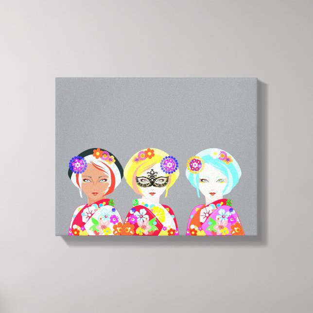 Pop Art Geishas Leinwanddruck (Vorderseite)