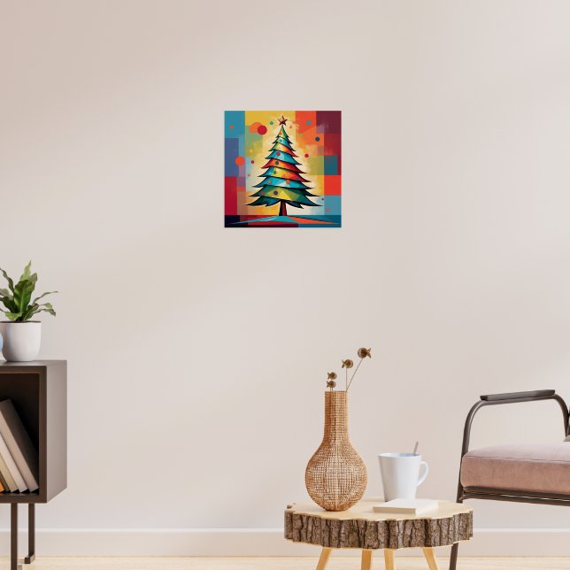 Pop Art Geometric Christmas Tree on Squares Poster (Wohnzimmer 3)
