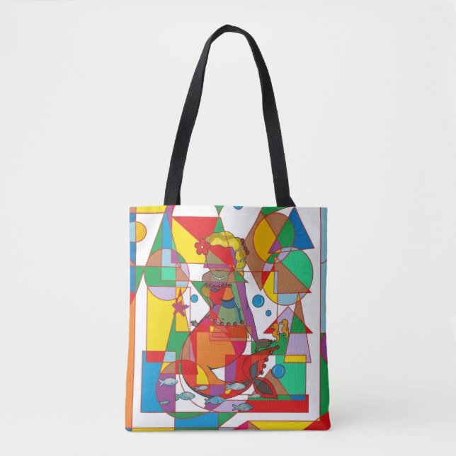 Pop Art Geometric Mermaid Triangle Tote Bag (Devant)