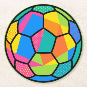Pop-Art Geometrische Fußballball-Kunst Runder Pappuntersetzer