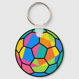 Pop-Art Geometrische Fußballball-Kunst Schlüsselanhänger