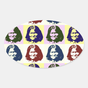 Pop Art Geronimo Ovaler Aufkleber