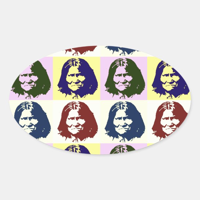 Pop Art Geronimo Ovaler Aufkleber (Vorderseite)
