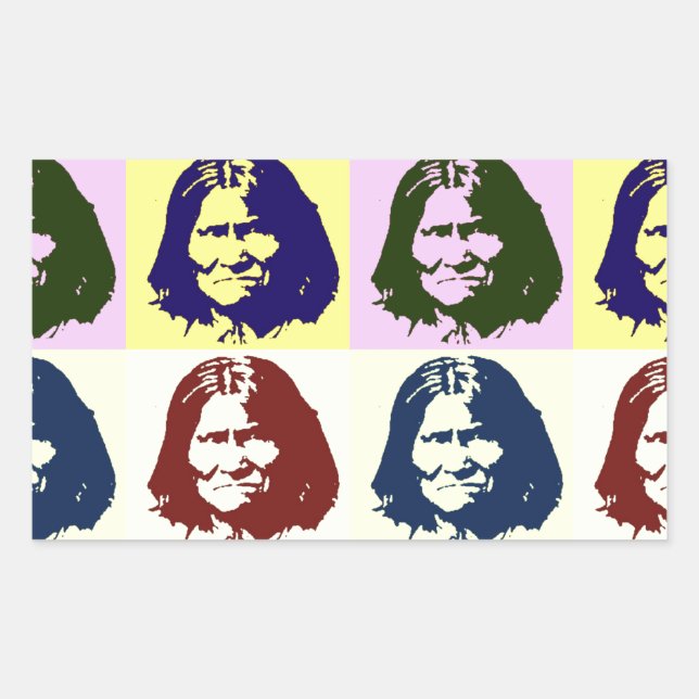 Pop Art Geronimo Rechteckiger Aufkleber (Vorderseite)