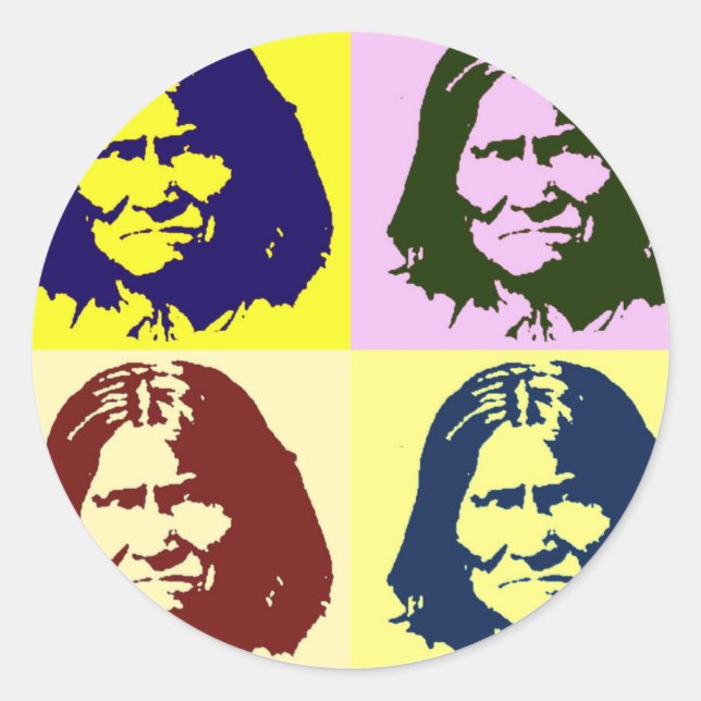 Pop Art Geronimo Runder Aufkleber (Vorderseite)