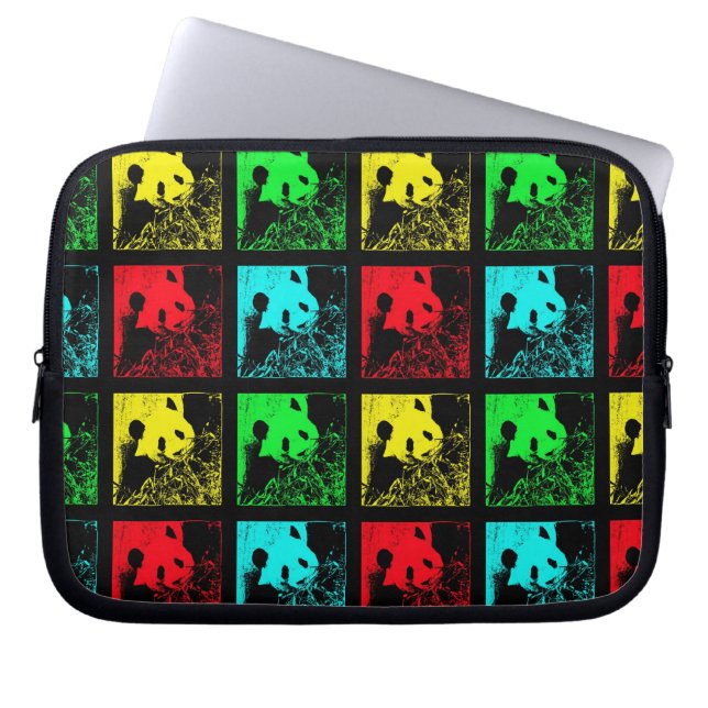 Pop Art Giant Panda Rot Grün Gelb Laptopschutzhülle (Vorderseite)