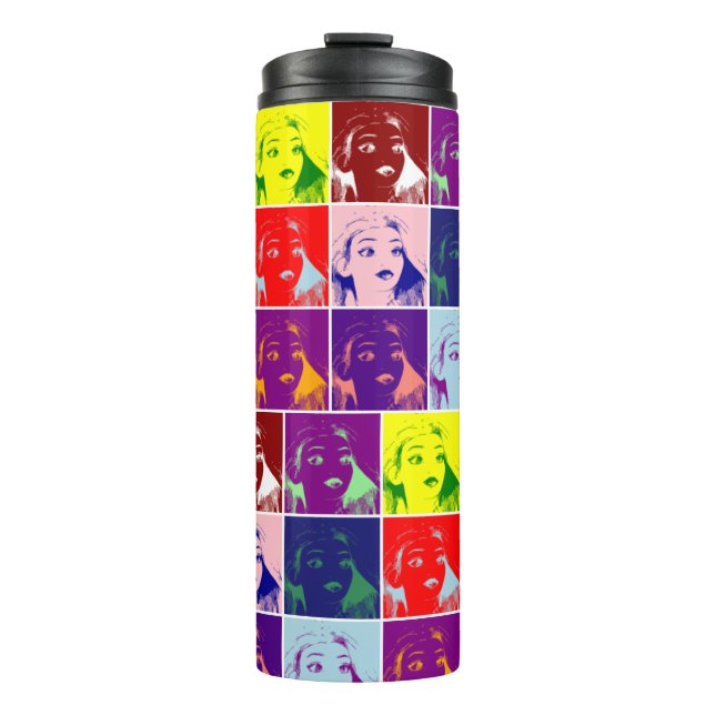 Pop Art Girl Thermosbecher (Vorderseite)