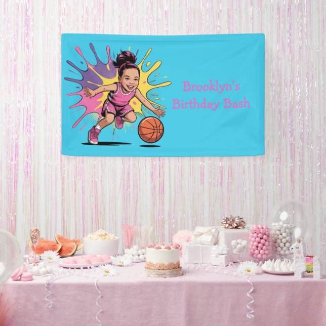 Pop Art Girls Basketball Bash Banner (Party)