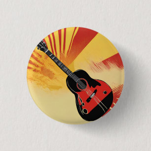 Pop Art Gitarre Malerei Illustration Vintag Retro Button
