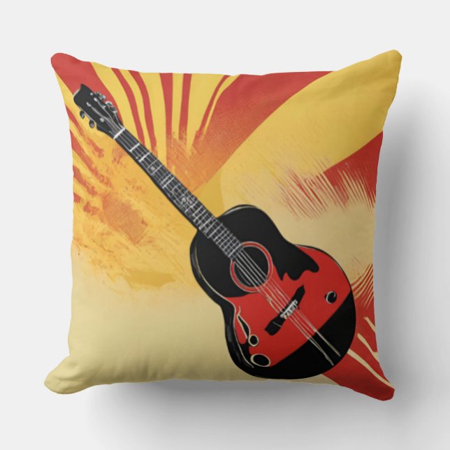 Pop Art Gitarre Malerei Illustration Vintag Retro Kissen (Vorderseite)