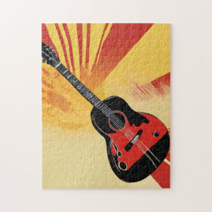 Pop-Art-Gitarrenmalerei-Illustration Vintage Retro