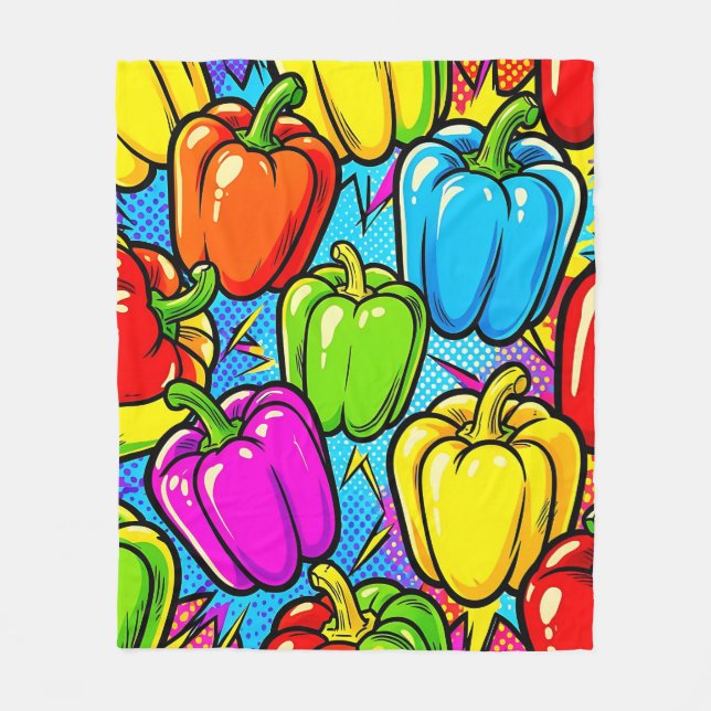Pop-Art-Glockenpaprika-Muster Fleecedecke (Vorderseite)