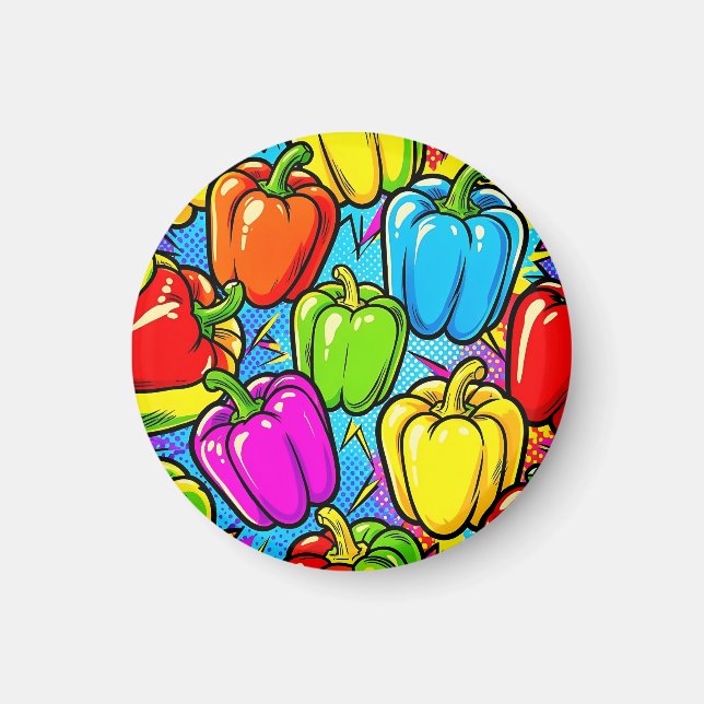 Pop-Art-Glockenpaprika-Muster Magnet (Vorne)