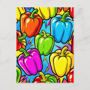 Pop-Art-Glockenpaprika-Muster Postkarte