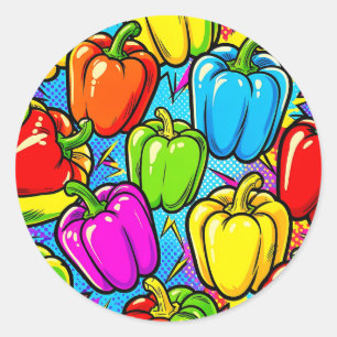 Pop-Art-Glockenpaprika-Muster Runder Aufkleber