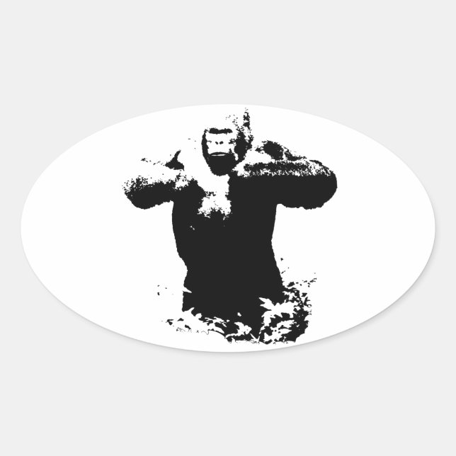Pop Art Gorilla battre la poitrine Sticker ovale (Devant)