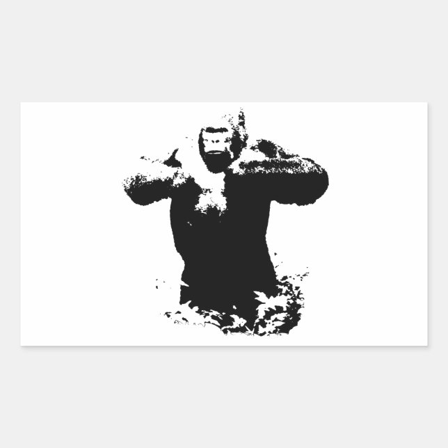 Pop Art Gorilla battre la poitrine Sticker Rectang (Devant)