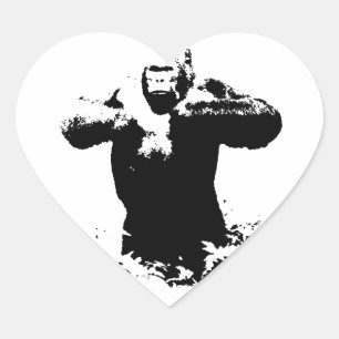 Pop Art Gorilla Beating Chest Heart Sticker