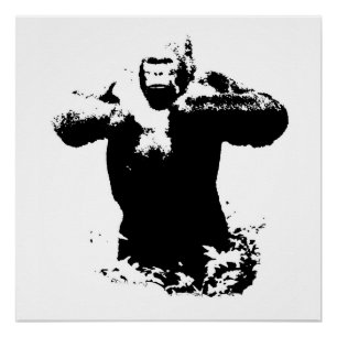 Pop Art Gorilla Beating Chest Poster Parfait
