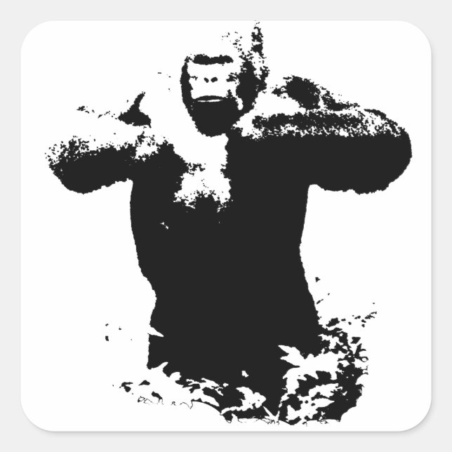 Pop Art Gorilla Besiegung Brustplatz Aufkleber mit (Vorderseite)