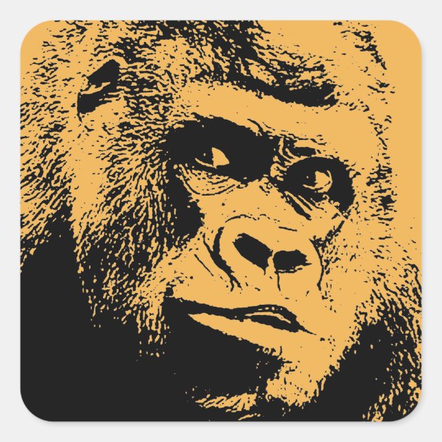Pop Art Gorilla Quadratischer Aufkleber (Vorderseite)