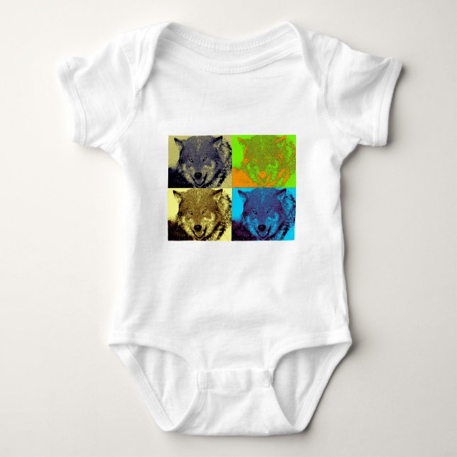 Pop Art Gray Wolf Baby Strampler (Vorderseite)