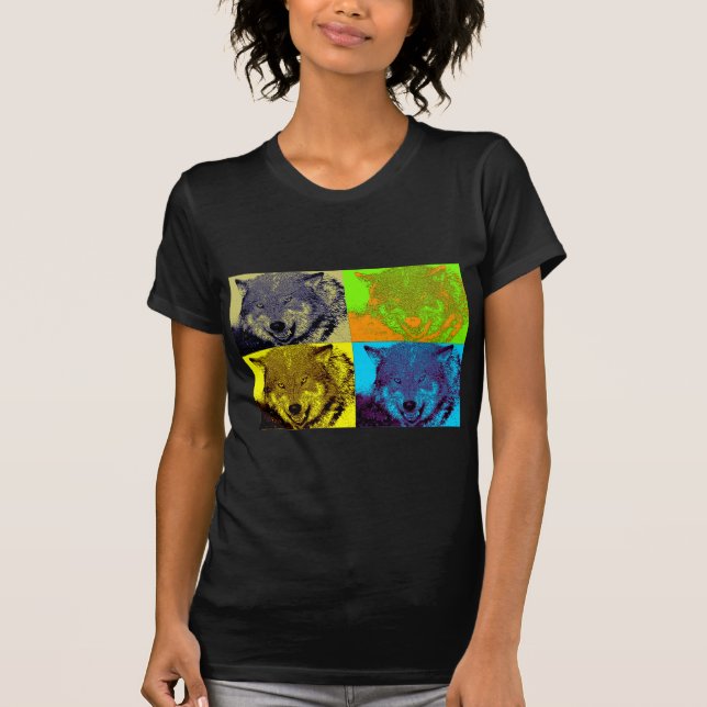 Pop Art Gray Wolf T-Shirt (Vorderseite)
