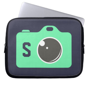 Pop Art Green Camera Blue Monogram Laptopschutzhülle