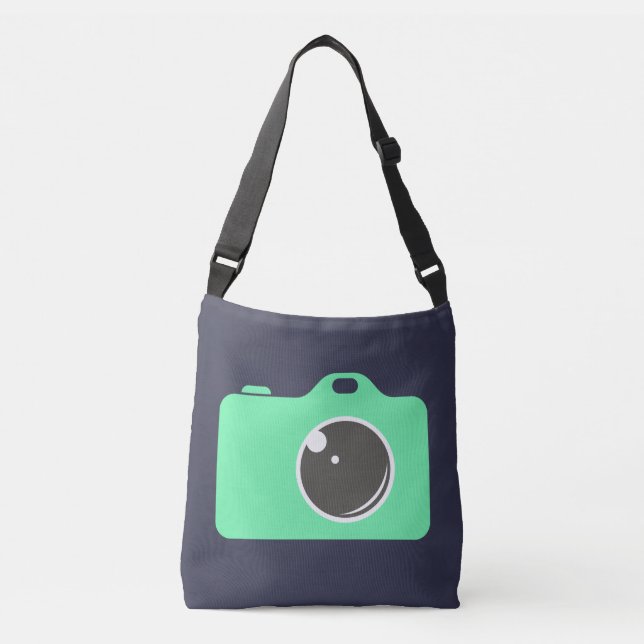 Pop Art Green Camera Blue Tragetaschen Mit Langen Trägern (Vorderseite)