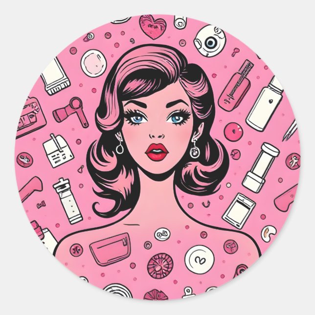 Pop Art Gril Aufkleber (Vorderseite)