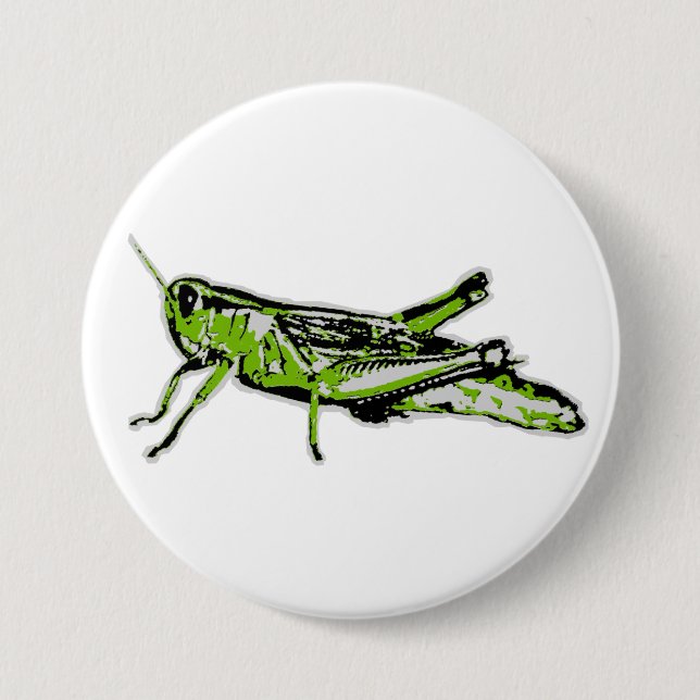 Pop Art Grüne Heuschrecke Button (Vorderseite)