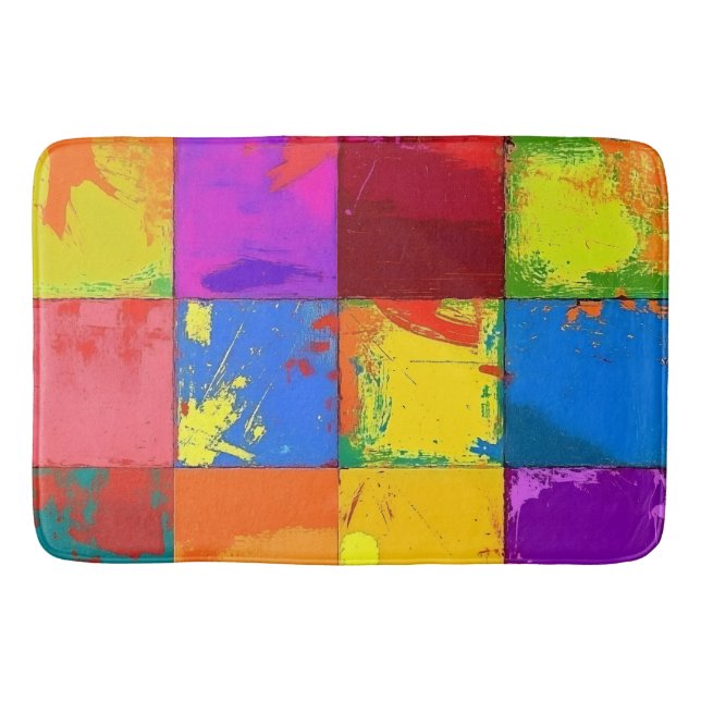 Pop Art grunge Farbblöcke Badematte (Vorderseite)