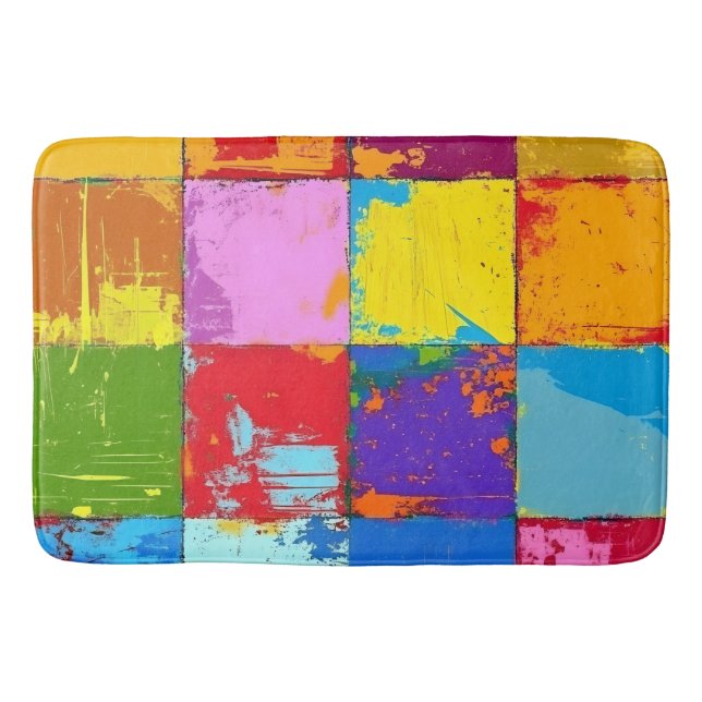 Pop Art grunge Farbblöcke Badematte (Vorderseite)