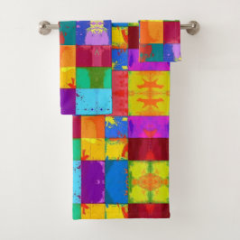 Pop Art grunge Farbblöcke Badhandtuch Set