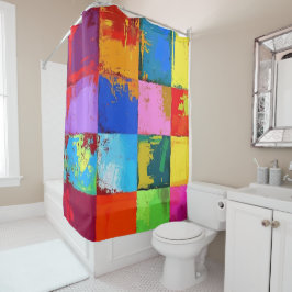 Pop Art grunge Farbblöcke Duschvorhang