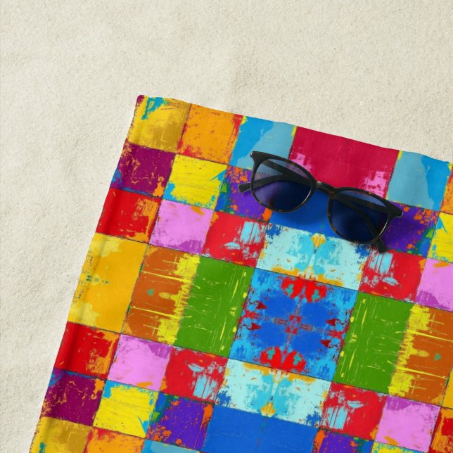 Pop Art grunge Farbblöcke Strandtuch (Beispiel)