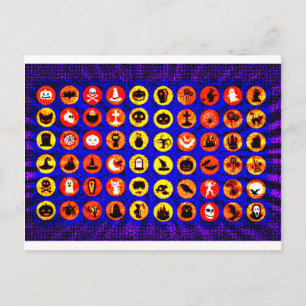 Pop Art Halloween Icons Postkarte