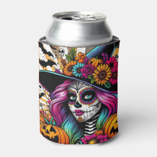 Pop Art Halloween Sugar Skull, Ghost und Pumpkins Dosenkühler
