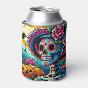 Pop Art Halloween Sugar Skull, Jack-O-Lanterns Dosenkühler