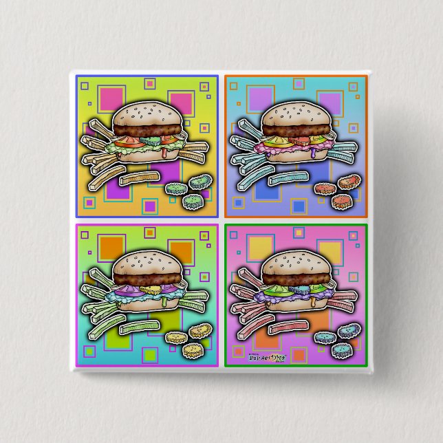 Pop Art HAMBURGER BUTTON (Vorderseite)