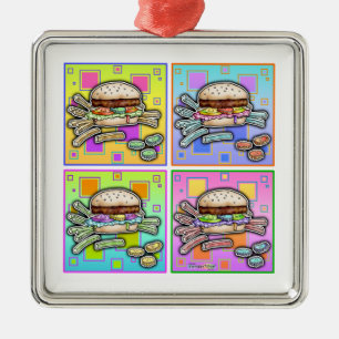 Pop Art HAMBURGER HANGING ORNAMENT