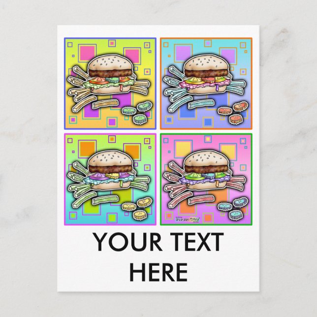 Pop Art HAMBURGER POSTCARD Postkarte (Vorderseite)