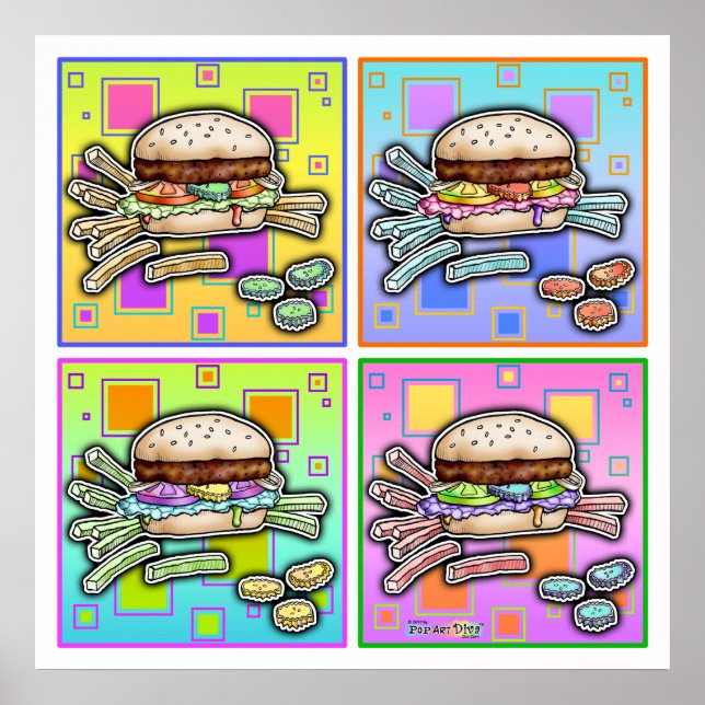 Pop Art HAMBURGER POSTERS - DRUCKEN Poster (Vorne)