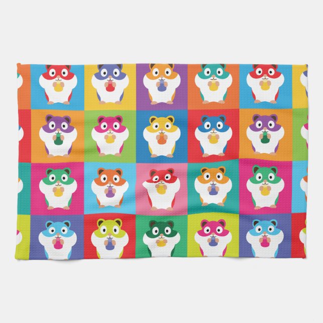Pop Art Hamsters Serviette de cuisine (Horizontal)