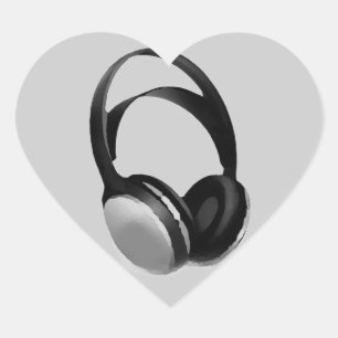 Pop Art Headphone Herz-Aufkleber