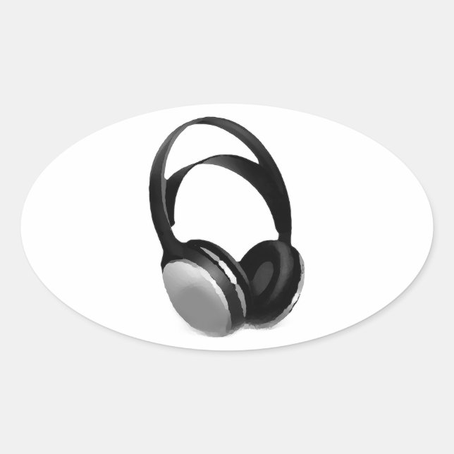 Pop Art Headphone Ovaler Aufkleber (Vorderseite)