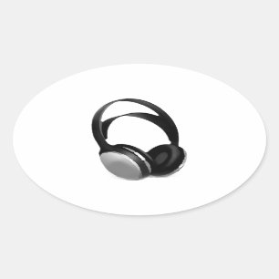 Pop Art Headphone Ovaler Aufkleber