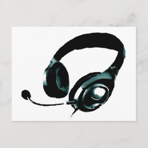 Pop Art Headphone Postkarte