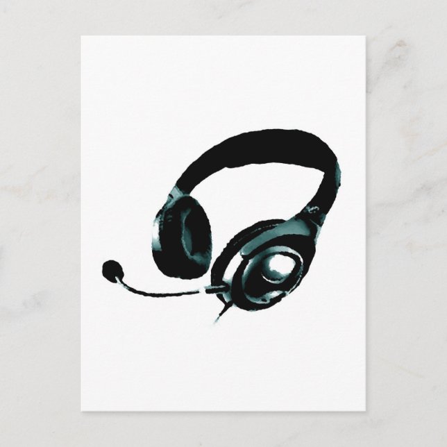 Pop Art Headphone Postkarte (Vorderseite)
